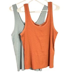 Universal Thread Double Pack Ribbed Tank Tops - Light Blue and Pink